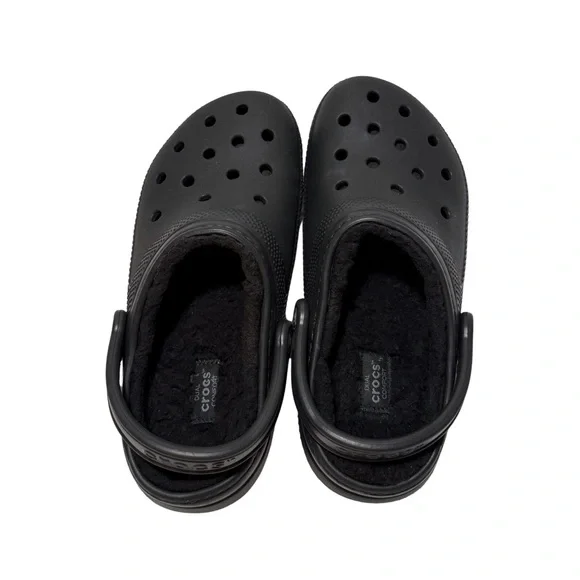 Crocs Classic Black Lined Clogs, Fleece-Lined Cozy Comfort, Size Womens 8, Men 6 - Picture 2 of 8